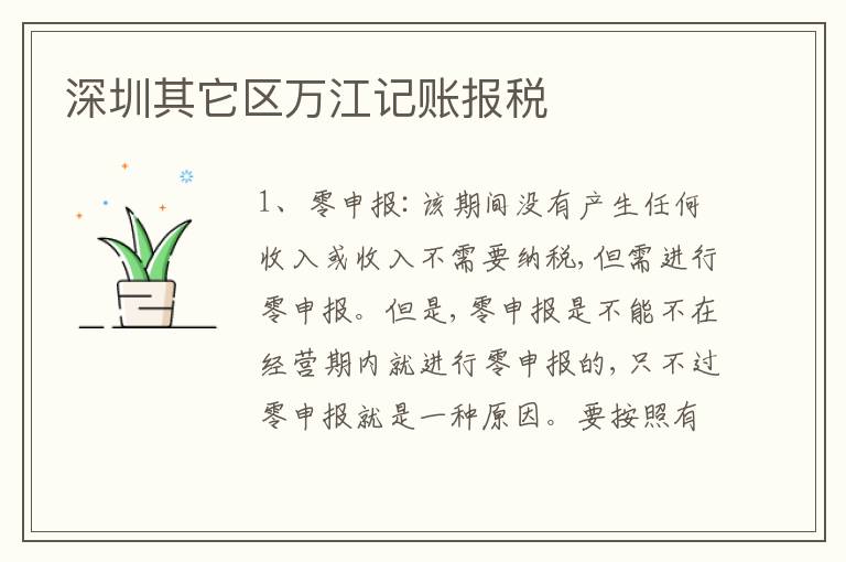 深圳其它區(qū)萬江記賬報稅