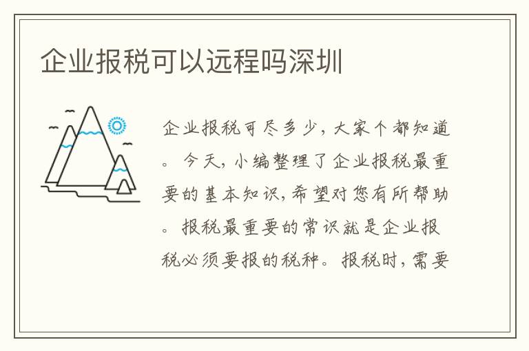 企業(yè)報稅可以遠(yuǎn)程嗎深圳
