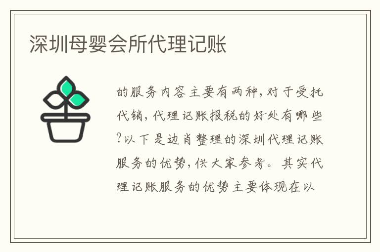 深圳母嬰會(huì)所代理記賬