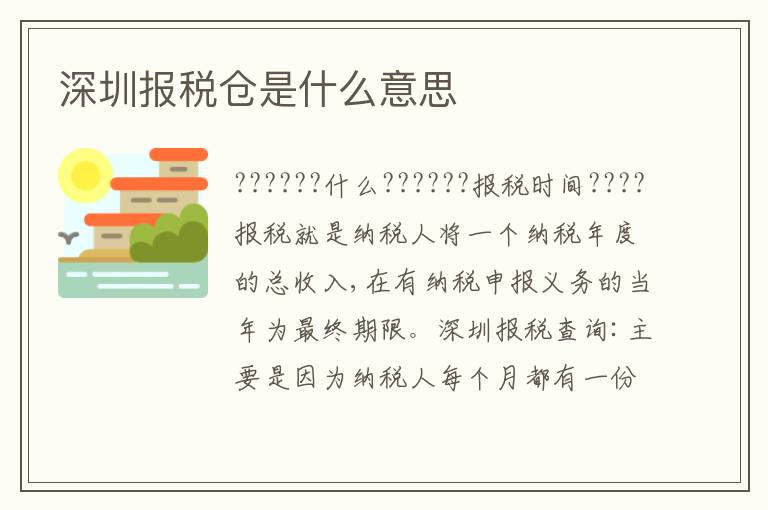 深圳報(bào)稅倉是什么意思