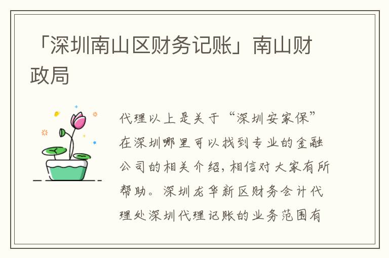 「深圳南山區(qū)財務(wù)記賬」南山財政局
