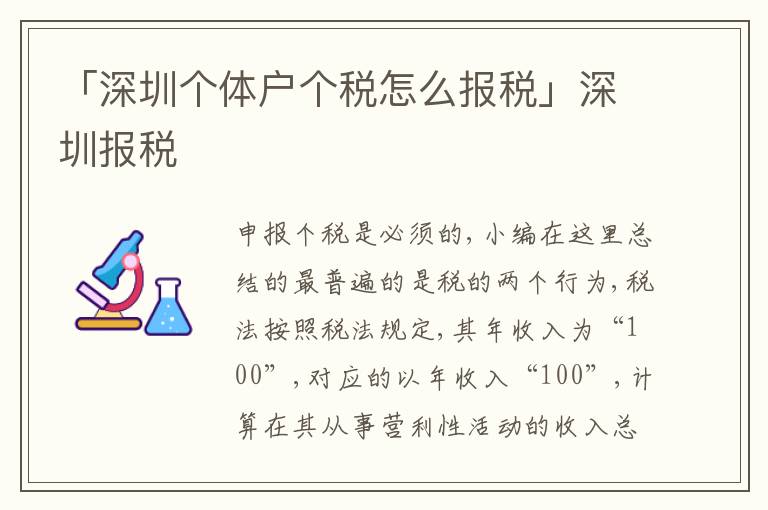 「深圳個(gè)體戶(hù)個(gè)稅怎么報(bào)稅」深圳報(bào)稅