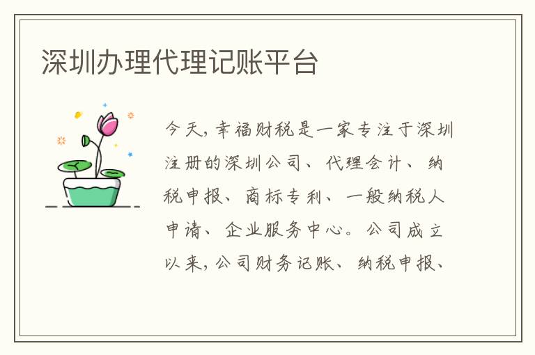 深圳辦理代理記賬平臺