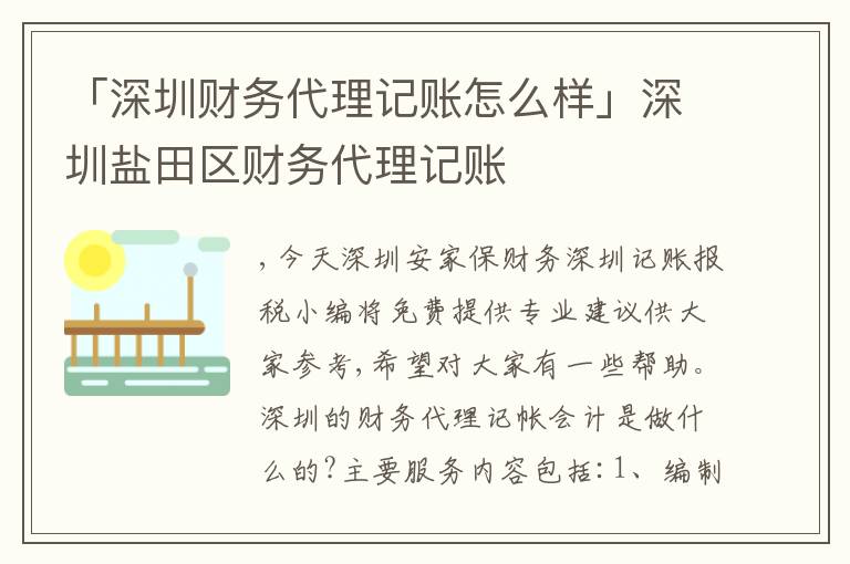 「深圳財務(wù)代理記賬怎么樣」深圳鹽田區(qū)財務(wù)代理記賬