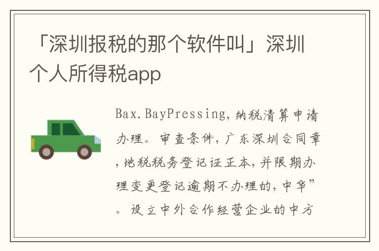 「深圳報(bào)稅的那個(gè)軟件叫」深圳個(gè)人所得稅app