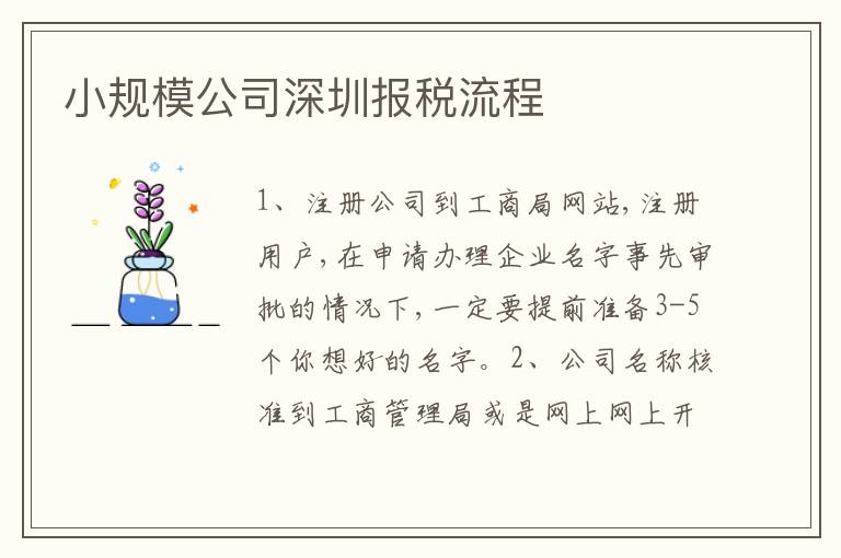 小規(guī)模公司深圳報(bào)稅流程
