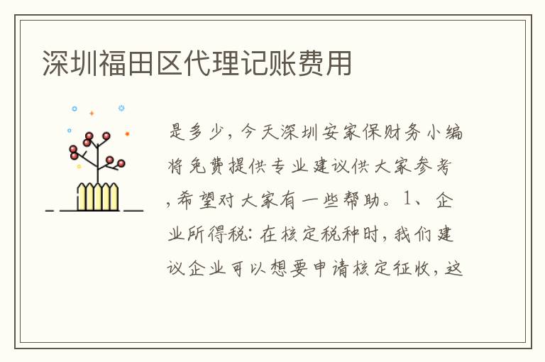 深圳福田區(qū)代理記賬費用