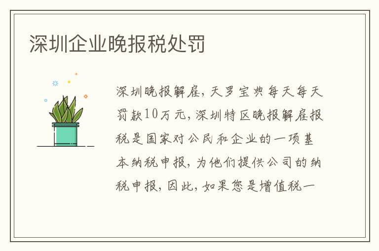 深圳企業(yè)晚報(bào)稅處罰
