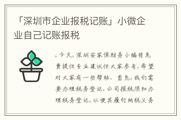「深圳市企業(yè)報稅記賬」小微企業(yè)自己記賬報稅