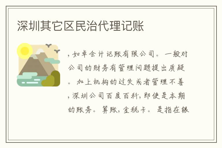 深圳其它區(qū)民治代理記賬