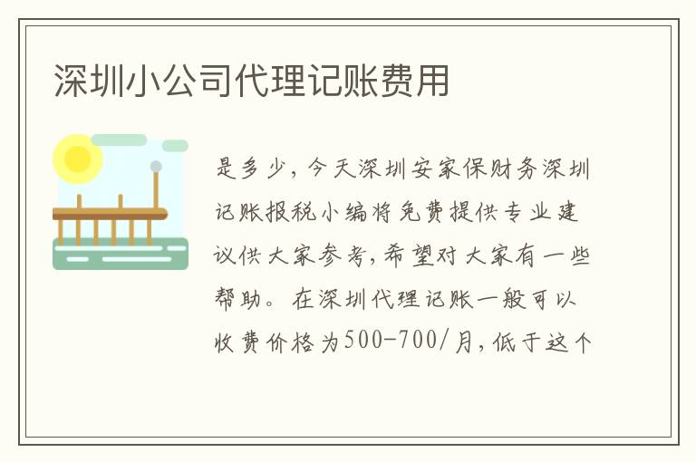 深圳小公司代理記賬費用