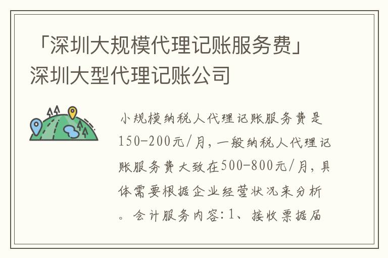 「深圳大規(guī)模代理記賬服務(wù)費(fèi)」深圳大型代理記賬公司