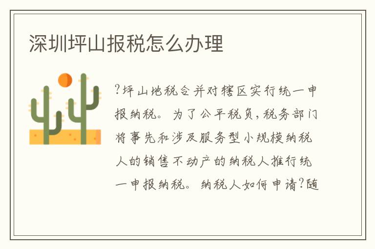 深圳坪山報(bào)稅怎么辦理