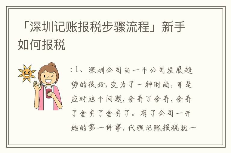 「深圳記賬報(bào)稅步驟流程」新手如何報(bào)稅