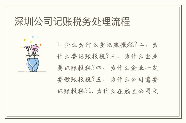 深圳公司記賬稅務處理流程