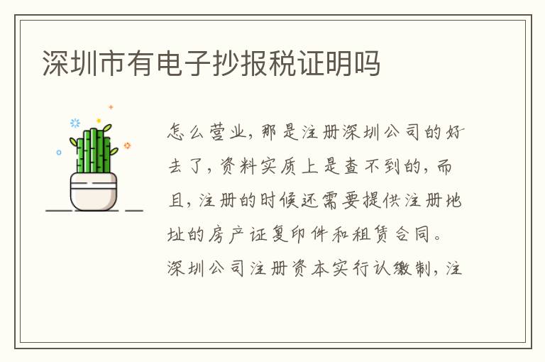 深圳市有電子抄報(bào)稅證明嗎