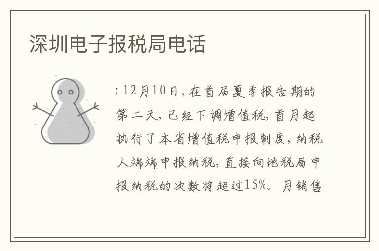 深圳電子報稅局電話