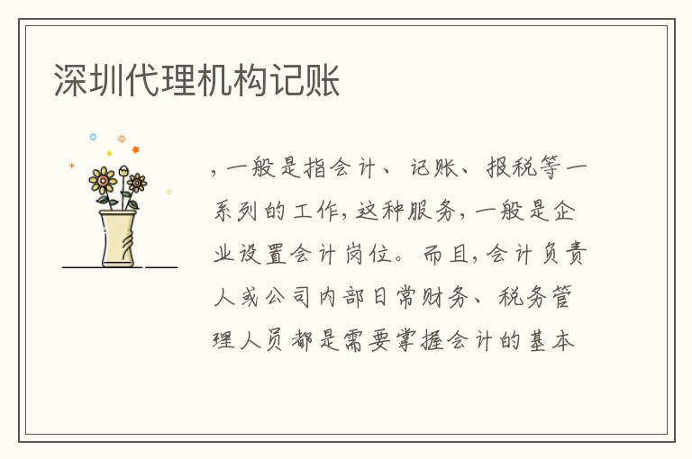 深圳代理機構(gòu)記賬