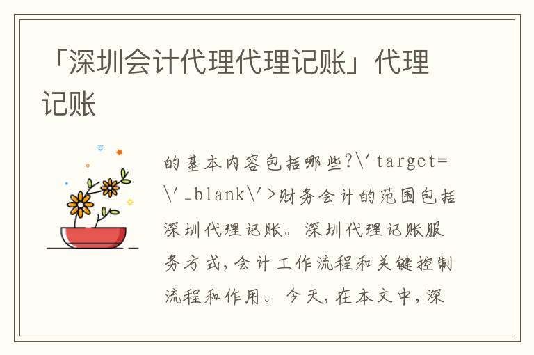 「深圳會(huì)計(jì)代理代理記賬」代理記賬