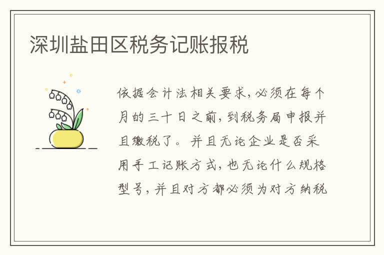 深圳鹽田區(qū)稅務(wù)記賬報稅