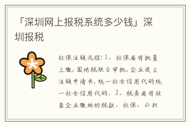 「深圳網(wǎng)上報稅系統(tǒng)多少錢」深圳報稅