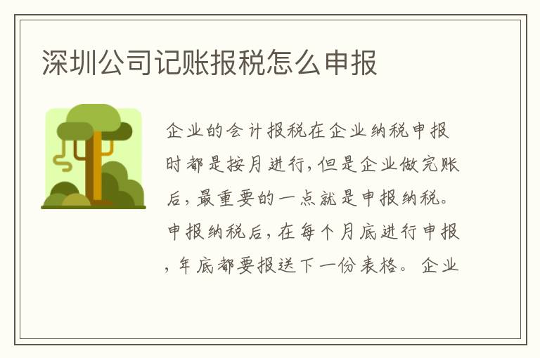 深圳公司記賬報稅怎么申報