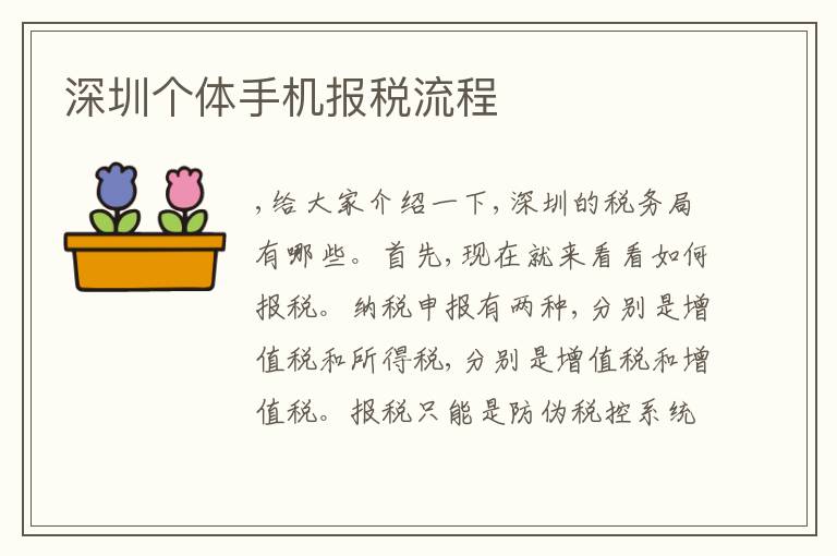 深圳個體手機報稅流程