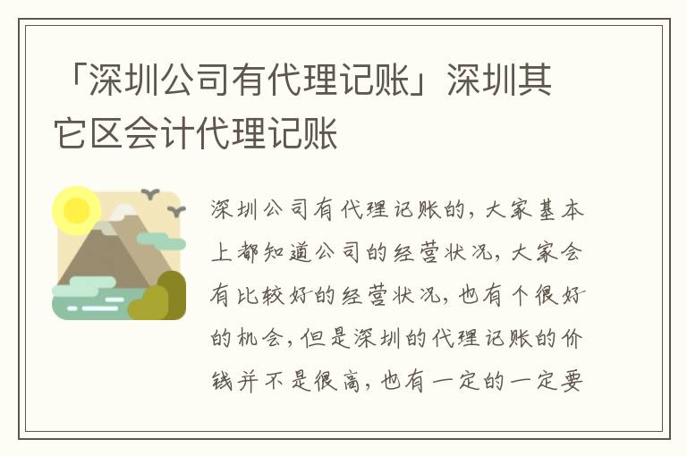 「深圳公司有代理記賬」深圳其它區(qū)會(huì)計(jì)代理記賬