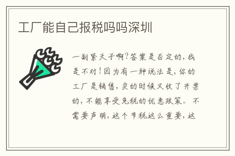 工廠能自己報稅嗎嗎深圳