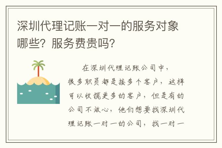 深圳代理記賬一對(duì)一的服務(wù)對(duì)象哪些？服務(wù)費(fèi)貴嗎？