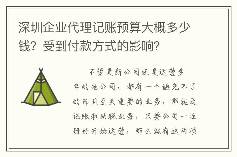 深圳企業(yè)代理記賬預算大概多少錢？受到付款方式的影響？