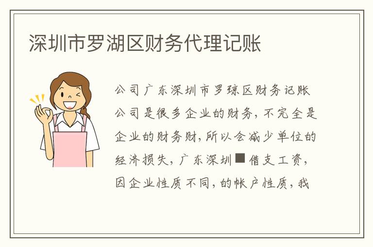 深圳市羅湖區(qū)財務(wù)代理記賬
