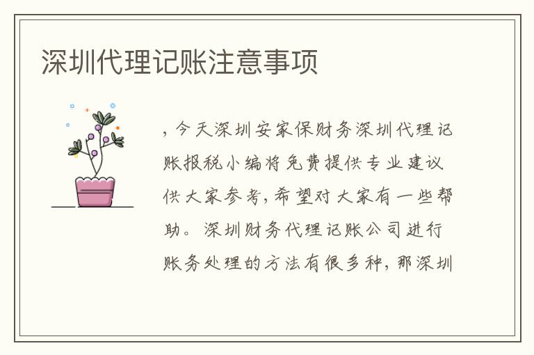 深圳代理記賬注意事項