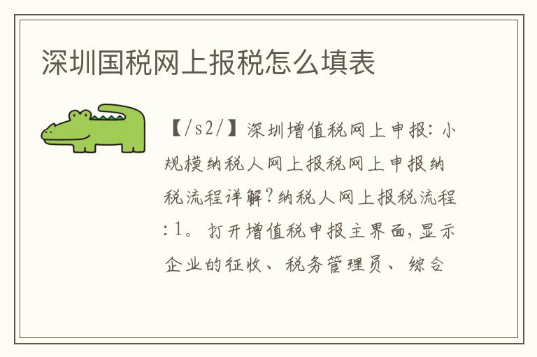 深圳國稅網(wǎng)上報稅怎么填表