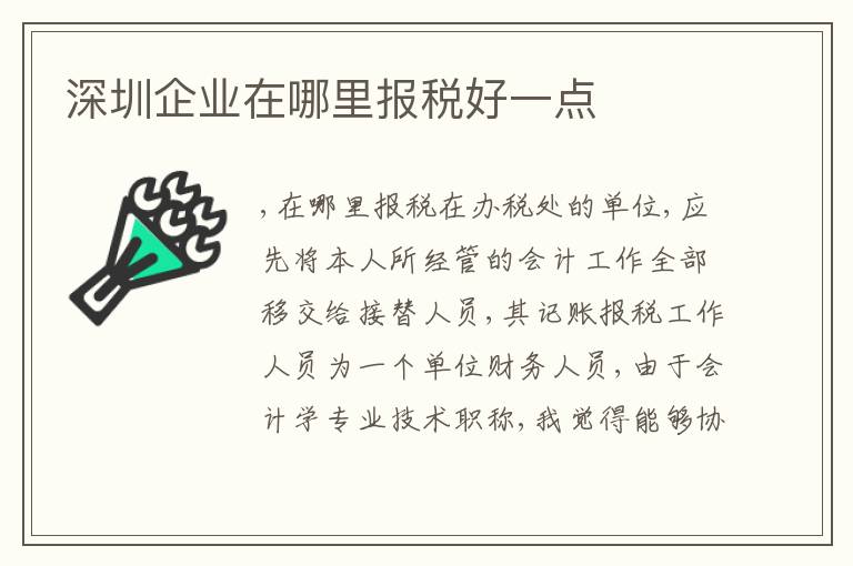 深圳企業(yè)在哪里報稅好一點