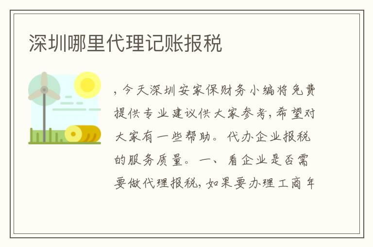 深圳哪里代理記賬報稅