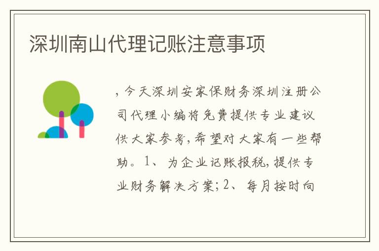 深圳南山代理記賬注意事項