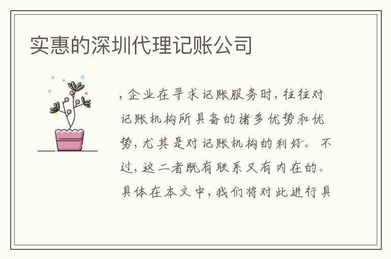 實(shí)惠的深圳代理記賬公司