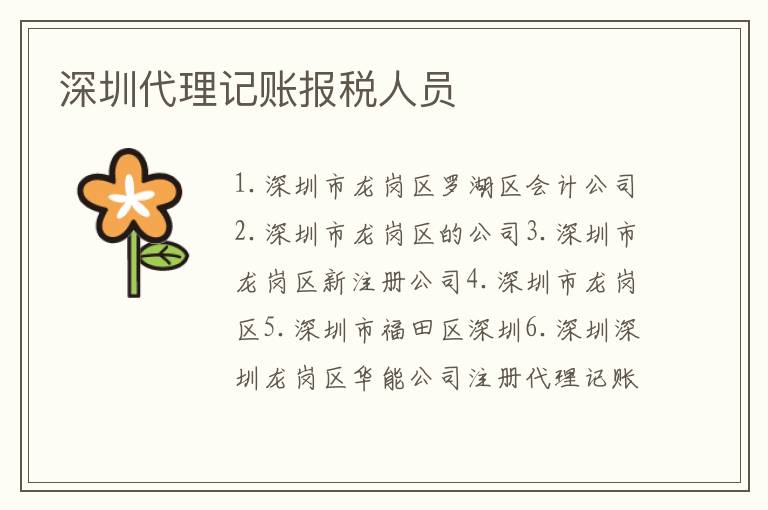 深圳代理記賬報稅人員