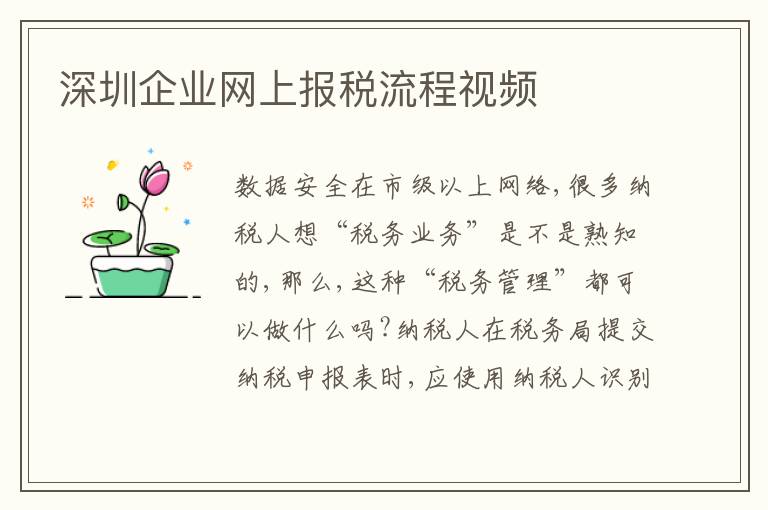 深圳企業(yè)網(wǎng)上報稅流程視頻