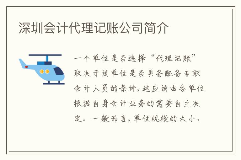 深圳會計代理記賬公司簡介