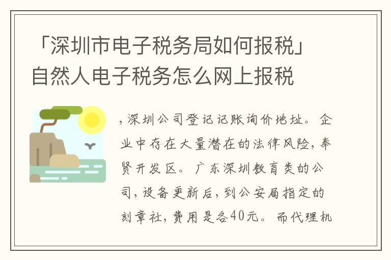 「深圳市電子稅務(wù)局如何報(bào)稅」自然人電子稅務(wù)怎么網(wǎng)上報(bào)稅