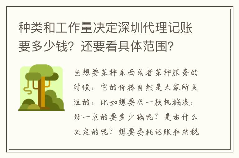 種類和工作量決定深圳代理記賬要多少錢？還要看具體范圍？