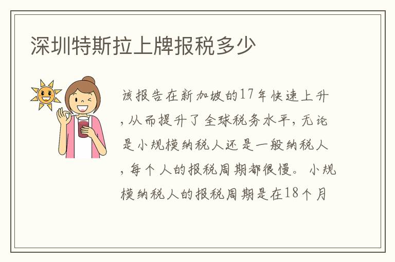 深圳特斯拉上牌報(bào)稅多少