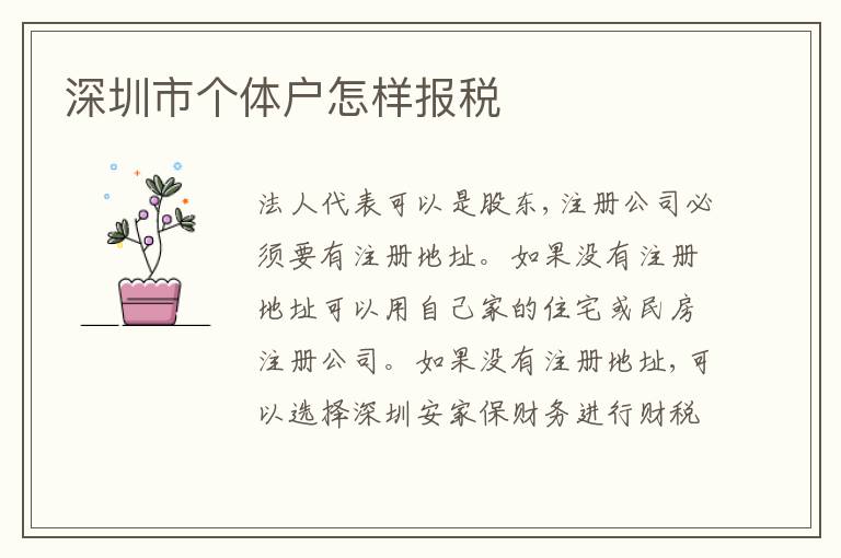 深圳市個(gè)體戶怎樣報(bào)稅