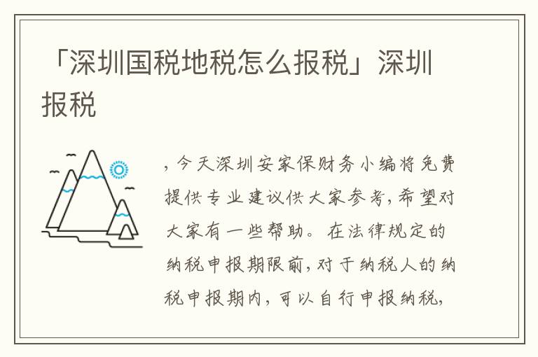 「深圳國稅地稅怎么報稅」深圳報稅