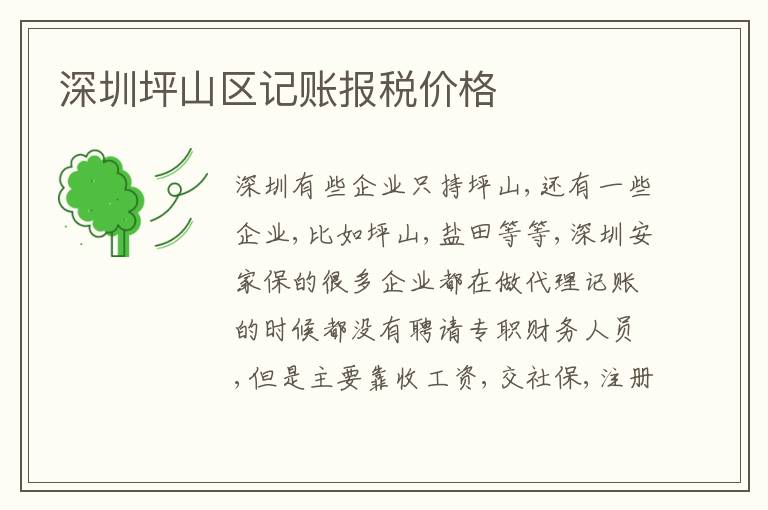 深圳坪山區(qū)記賬報(bào)稅價(jià)格