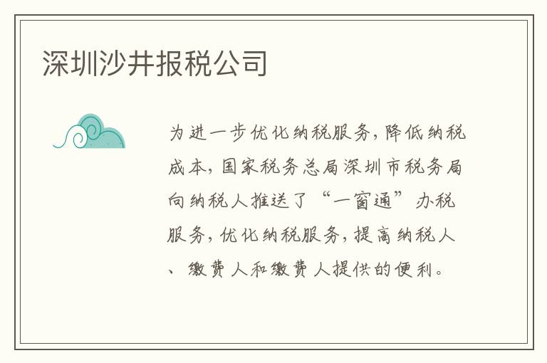 深圳沙井報(bào)稅公司
