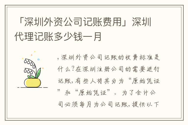 「深圳外資公司記賬費(fèi)用」深圳代理記賬多少錢一月