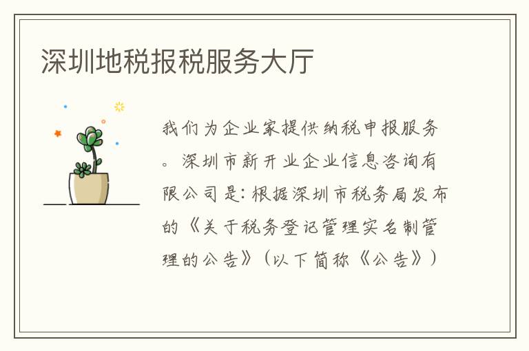 深圳地稅報稅服務大廳
